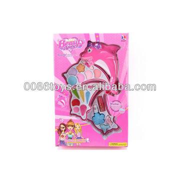 Three layers with dolphin figure kid cosmetic set,girl toy